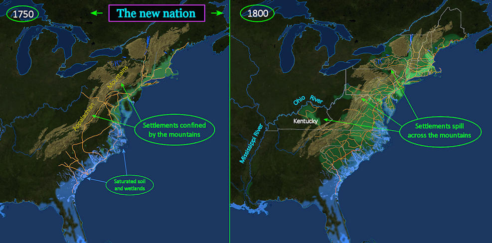 Settled Area Triples, 1750-1800 map
